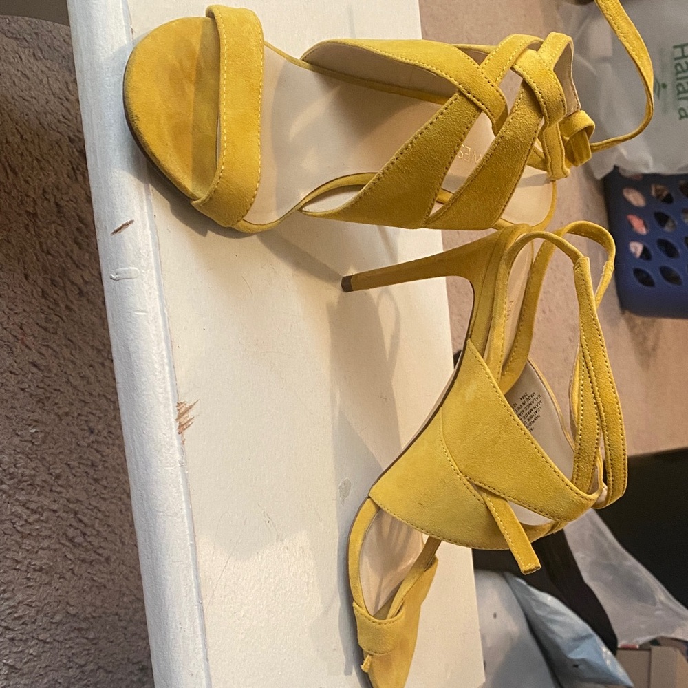 Nine West Yellow Strappy Heeled Sandals